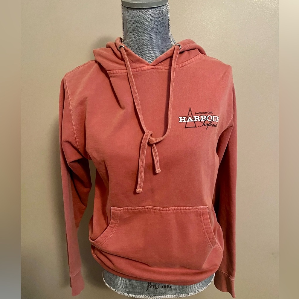 Harbour Surfboards hooded sweatshirt rose colored size small.